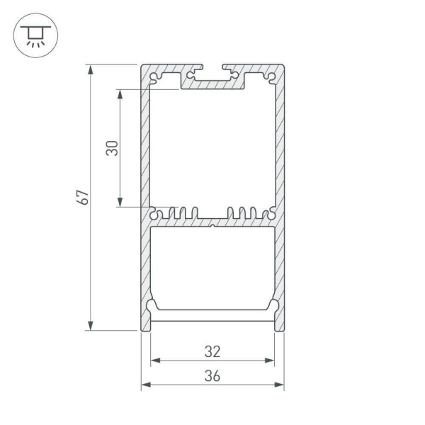 Профиль с рассеивателем Arlight SL-LINE-3667-2500 BLACK+OPAL 027987