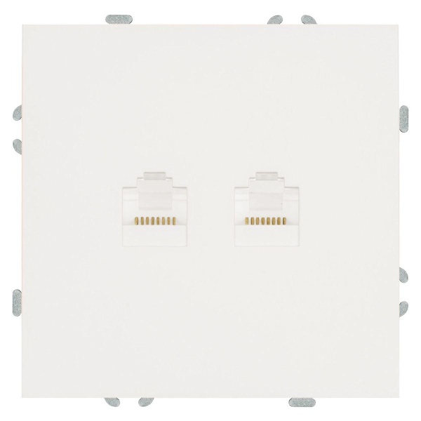 Розетка компьютерная 2-местная RJ-45 (механизм), STEKKER,  серия Эмили, RST00-5111-01, белый фарфор, soft touch 49874