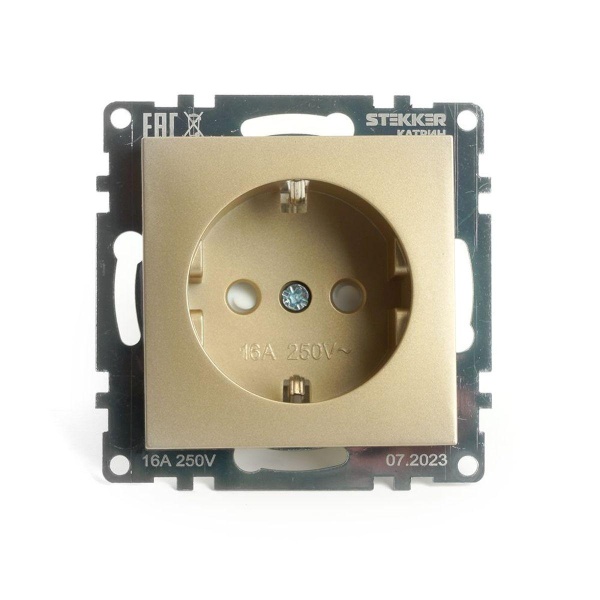 Розетка 2P+E Stekker Эрна золото GLS16-7110-08 49224