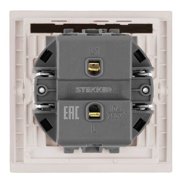 Выключатель 1-клавишный (механизм), Stekker, 250В, 10А Мия, RSW10-3103-08, пудровый жемчуг 50472