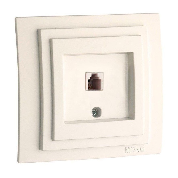 Розетка телефонная RJ11 Mono Electric Larissa 3 кат слоновая кость 103-010105-124 Розетка телефонная RJ11 Mono Electric Larissa 3 кат слоновая кость 103-010105-124
