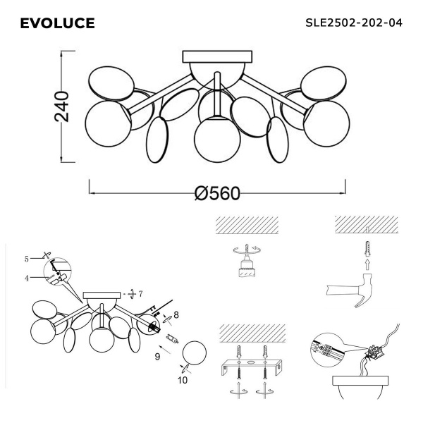 Потолочная люстра Evoluce VOLA SLE2502-202-04