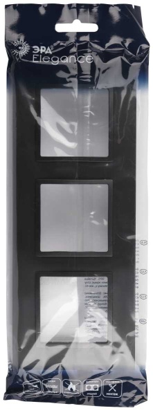 Рамка для розеток и выключателей ЭРА Elegance 14-5013-05 Classic, на 3 поста, антрацит Б0060585