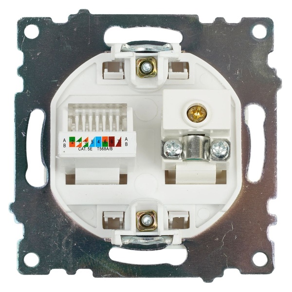 Розетка телевизионная TV + компьютерная RJ-45 Stekker Катрин GLS00-7106-01 белая 49181