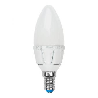 Лампа светодиодная (UL-00002413) E14 7W 3000K матовая LED-C37 7W/WW/E14/FR PLP01WH