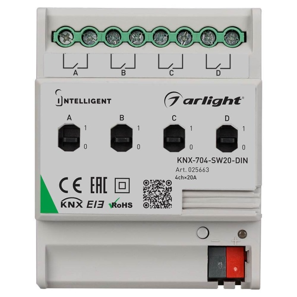 Релейный модуль Arlight KNX-704-SW20-DIN 025663 Релейный модуль Arlight KNX-704-SW20-DIN 025663