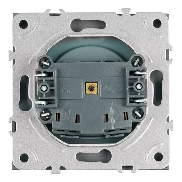 Розетка 1-местная с з/ш, б/з (механизм), СЗК, Stekker, 250В, 16А Эмили, RST16-5109-10ZK, платиново-серый, soft touch 50242