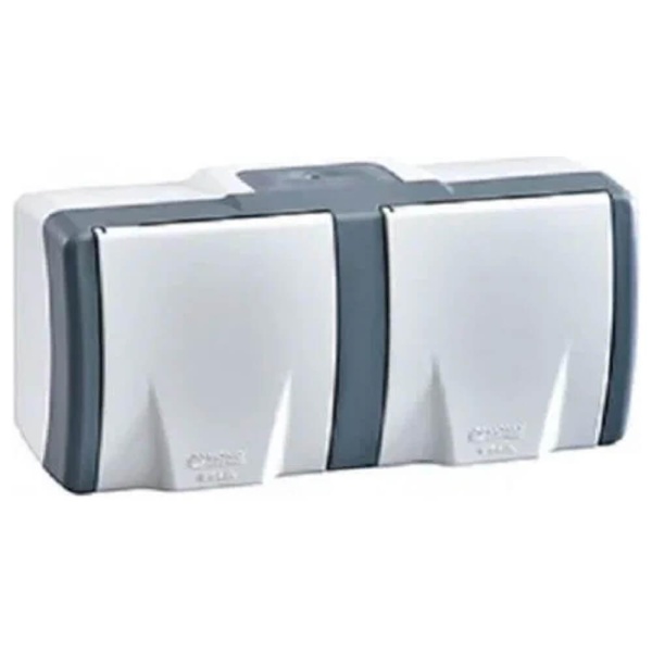 Розетка двойная Mono Electric Octans IP54 бело-серый 154-020006-121 Розетка двойная Mono Electric Octans IP54 бело-серый 154-020006-121