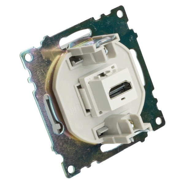 Розетка HDMI 2.1, Type A (механизм), STEKKER GLS00-7118-03, серия Катрин, серебро 50061