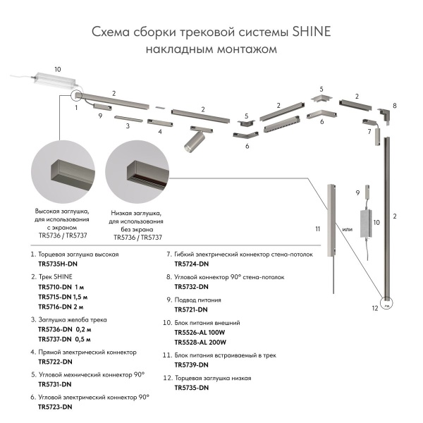 Подвод питания Denkirs Shine Base TR5721-DN