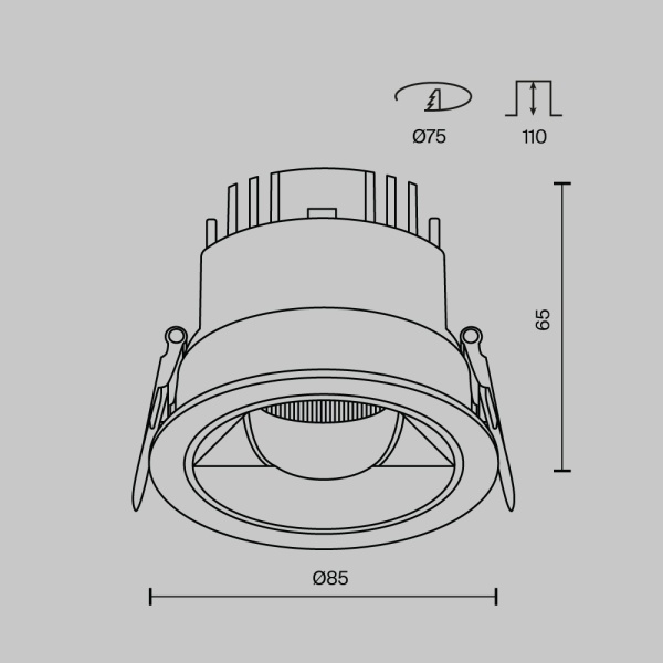 Встраиваемый светильник Maytoni Technical DL100-12W2.7-3-4K-RD-B