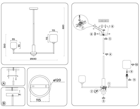 Подвесная люстра Ambrella light High Light LH53001