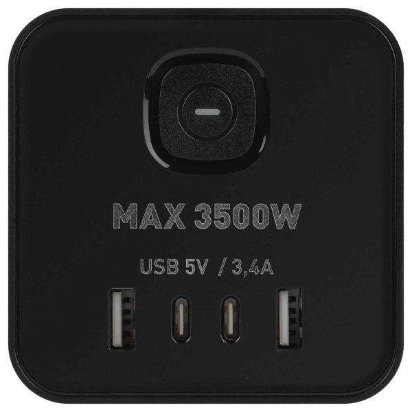 Сетевой фильтр ЭРА TWR-8es-1,5m-4USB-B башня с защитой заземлением с выключателем 8 розеток+4xUSBA+C 1,5м 16А черный Б0069072
