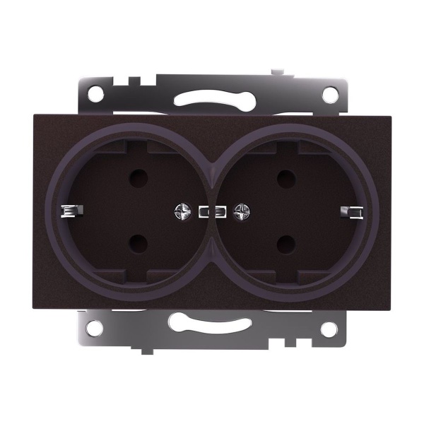 Розетка двухместная с защитной шторкой Stekker Катрин шоколад GLS16-7114-04 49030