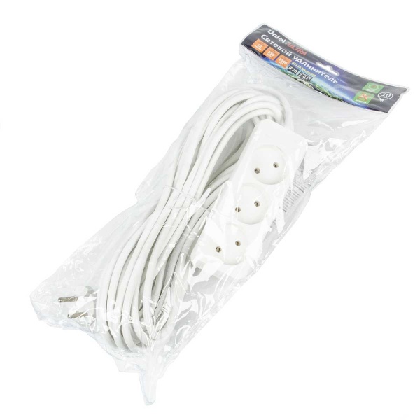 Удлинитель Uniel Ultra 3гн х 10м б/з S-CU3-10 White UL-00009980