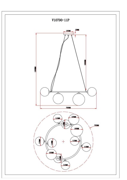Подвесная люстра Moderli Renny V10790-11P