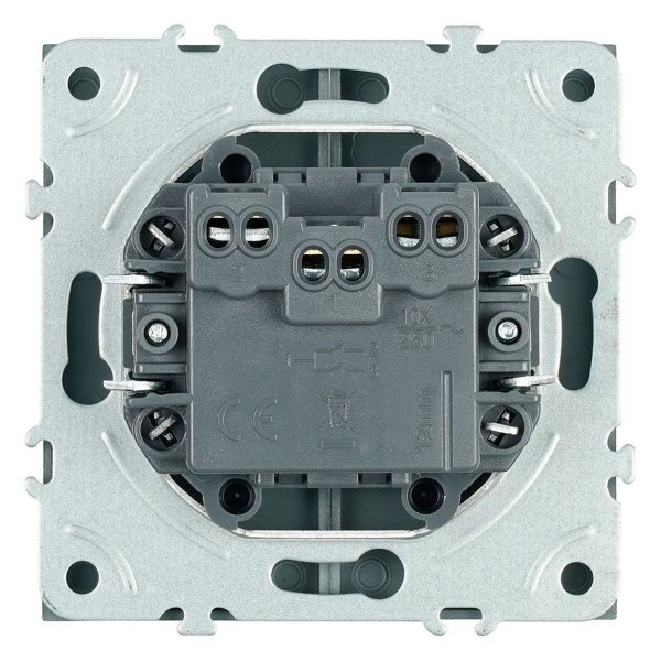 Выключатель 2-клавишный (механизм), Stekker, 250В, 10А Эмили, RSW10-5104-09, антрацит, soft touch 49918