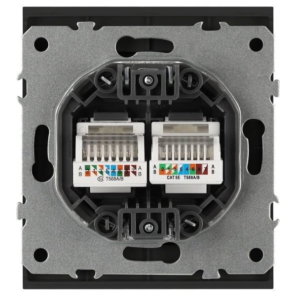 Розетка ЭРА Arktik 16-3108-05 информационная двойная 2XRJ45 антрацит Б0070488
