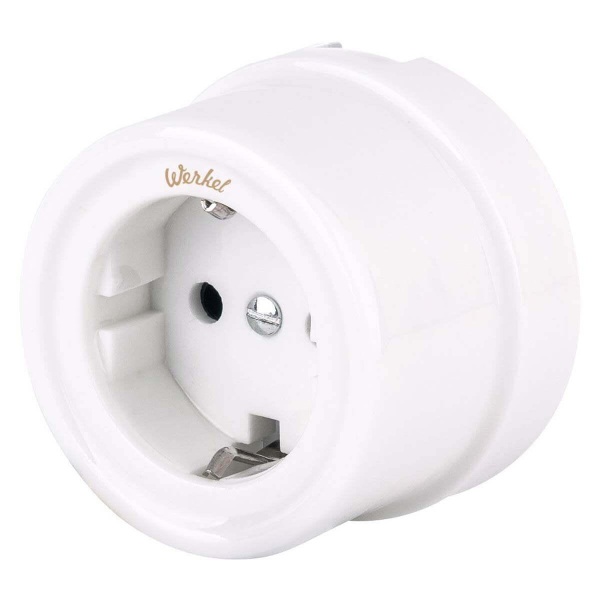 Розетка с заземлением Werkel Ретро белый W5671001 4690389166792 Розетка с заземлением Werkel Ретро белый W5671001 4690389166792